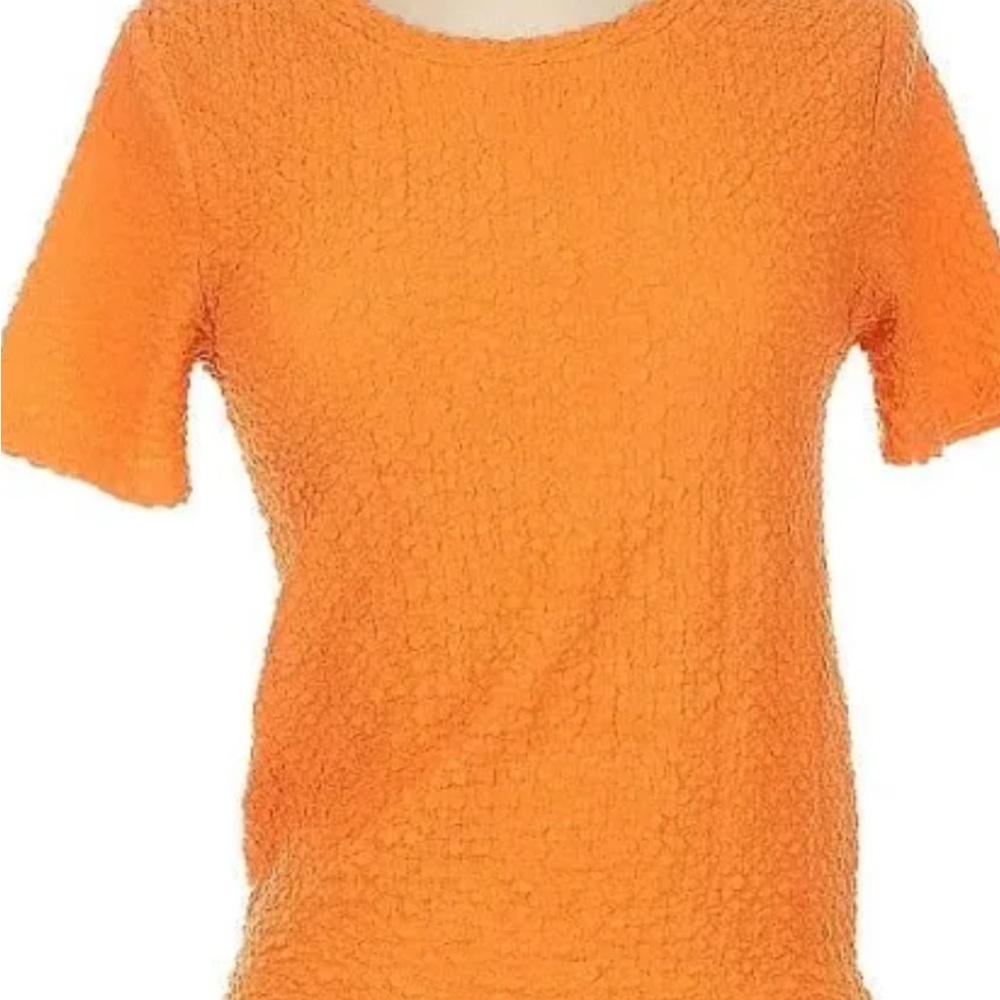 Mango Orange Smocked Short Sleeve T-Shirt